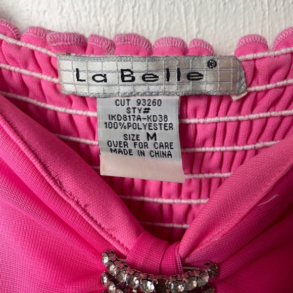 La Belle Pink Multi Layer Flared Formal Dress - Picture 4 of 9